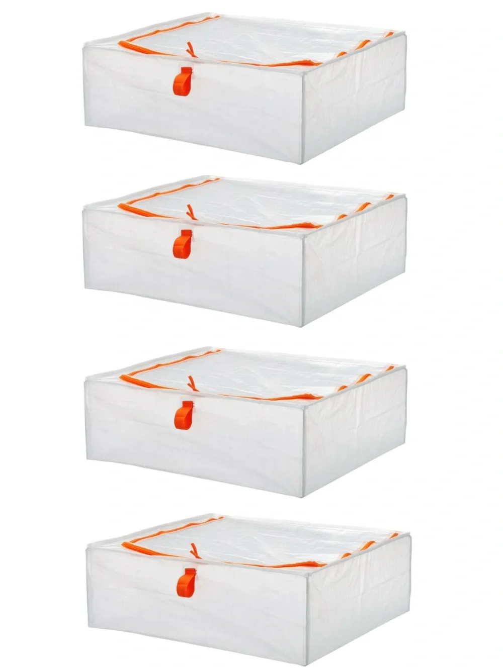 NWT Set of 4 IKEA PARKLA Underbed Storage Cases Organizer Bag Bin Set Orange Zip